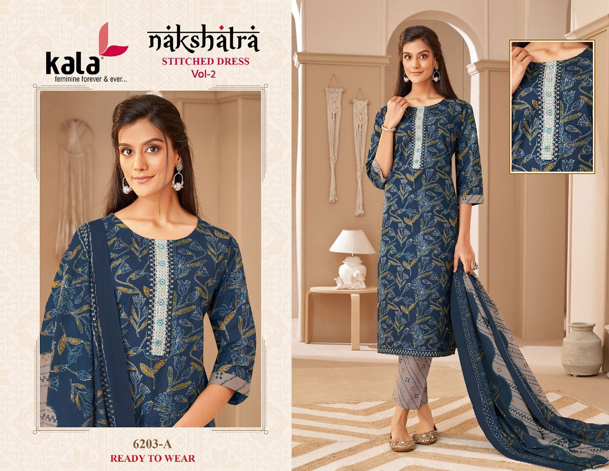 Nakshatra Vol 2 By Kala Printed Cotton Kurti With Bottom Dupatta Wholesalers In Delhi
